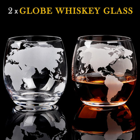 Whiskey Decanter Globe Set with Ball & Glasses